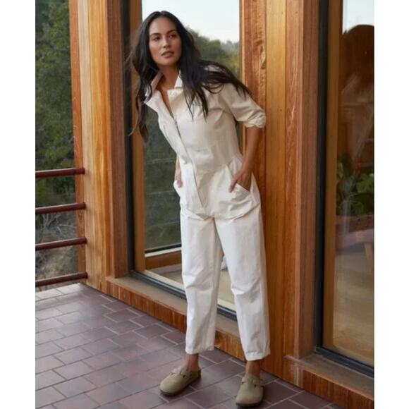 Outerknown Jumpsuit Womens Extra Small Station Sea Salt Overall Utility Workwear - Picture 1 of 15